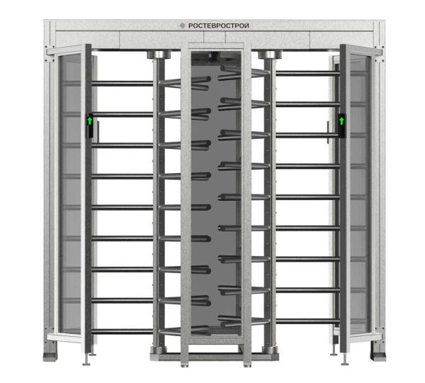 Турникет уличный полноростовой двухпроходной Ростов-Дон ПР2С/3М2 У с ограждением из закаленного стекла