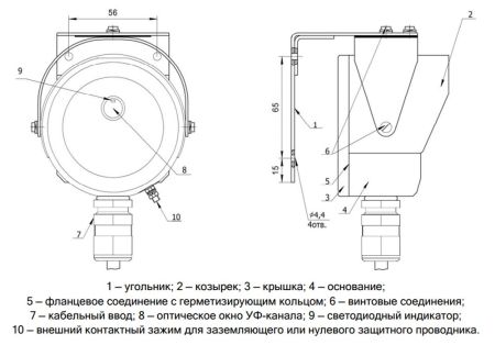 Пожарный извещатель ТЮЛЬПАН 2-18 Ex пламени, взрывозащищенный, УФ односпектральный