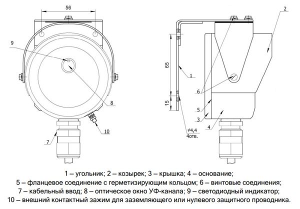 Пожарный извещатель ТЮЛЬПАН 2-18 Ex пламени, взрывозащищенный, УФ односпектральный
