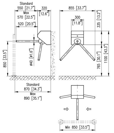 Турникет-трипод навесной Cominfo BAR EK-Wall Турникет-трипод навесной Cominfo BAR EK-Wall