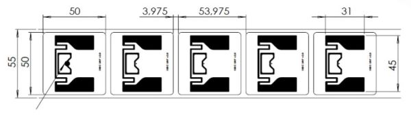 Метка Labels 50х50 UHF, UCODE8, прозрачная (45x31)