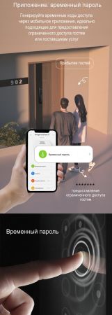 Электронный биометрический замок Moorgen T3+ без врезной части, видеоглазок, Wi-Fi