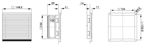 Вентилятор SNR-FAN1238-FILTER для настенного шкафа, с фильтром