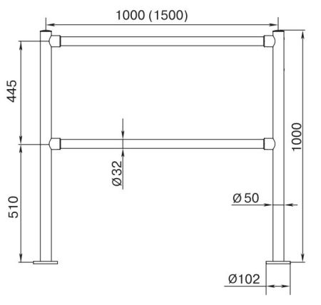 Стационарное ограждение PERCo BH02 (925мм) без заполнения