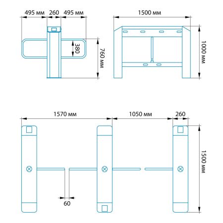 Центральный модуль распашного турникета Блокпост СДВ 1000