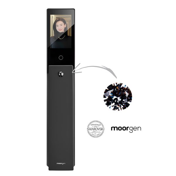 Электронный биометрический замок Moorgen T5+, Гардиан 32.21, кристаллы Сваровски, видеоглазок, Face-ID, Wi-Fi