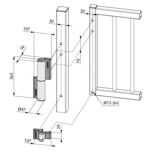 Гидравлический доводчик Locinox Tiger и петля два-в-одном, 180°