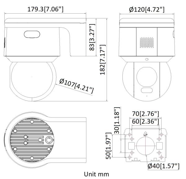 Уличная скоростная поворотная PTZ IP-видеокамера 4Мп HikVision DS-2DE3A400BW-DE/W(F1)(T5)