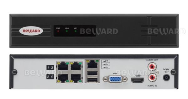 4-канальный PoE IP-видеорегистратор Beward BK0104H2-P4 4-канальный PoE IP-видеорегистратор Beward BK0104H2-P4