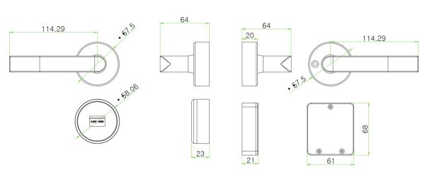 Электронный замок ZKTeco LH7500 с RFID считывателем Mifare