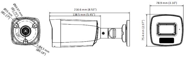 Уличная 5Мп HD-TVI видеокамера HiWatch DS-T520A (2.8 мм) с гибридной подсветкой и микрофоном