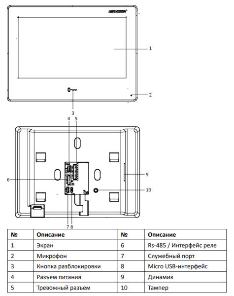IP-видеодомофон 7″ HikVision DS-KH9310-WTE1(B) с питанием по PoE