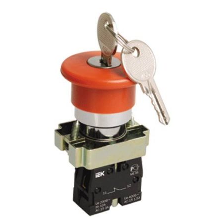 Кнопка "Грибок" с ключом d22 мм 1р IEK LAY5-BS142 Кнопка "Грибок" с ключом d22 мм 1р IEK LAY5-BS142