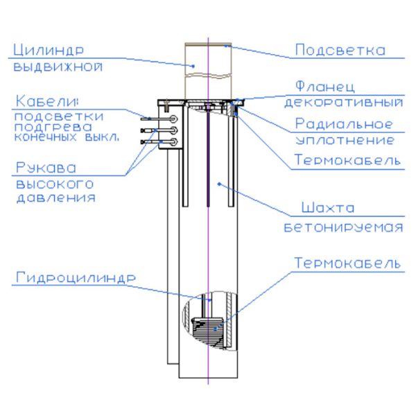 Противотаранный боллард Silar ДПС 27.70.18Г с внешней гидростанцией
