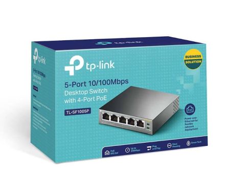 Коммутатор настольный 5-портовый TP-Link TL-SF1005P, с 4 портами PoE Коммутатор настольный 5-портовый TP-Link TL-SF1005P, с 4 портами PoE