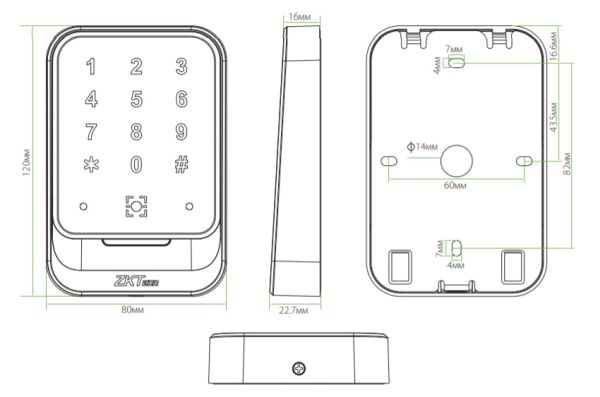 Считыватель QR-кода и RFID карт Em-Marine ZKTeco QR600-HK-E с клавиатурой