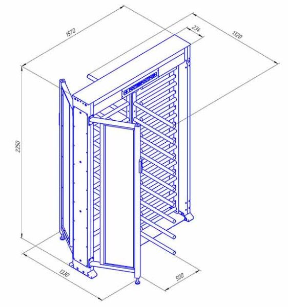 Турникет уличный полноростовой 4-х лопастной со стеклом Ростов-Дон ПР1ЛС/4М2 У