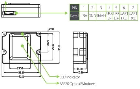 Встраиваемый биометрический считыватель ZKTeco SLK20M