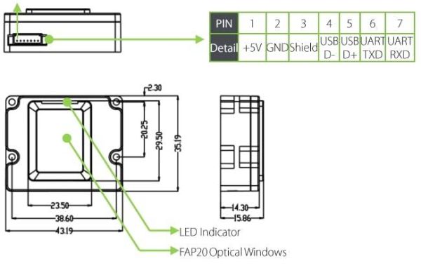 Встраиваемый биометрический считыватель ZKTeco SLK20M