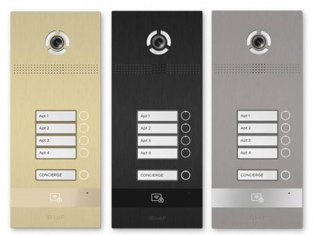 Вызывная панель на 4 абонента Bas-IP BI-04FB Black с идентификацией по смартфону и распознаванием лиц