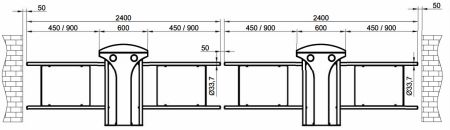 Турникет-калитка двухпроходная моторизованная Came SALOON 605 для маломобильных граждан
