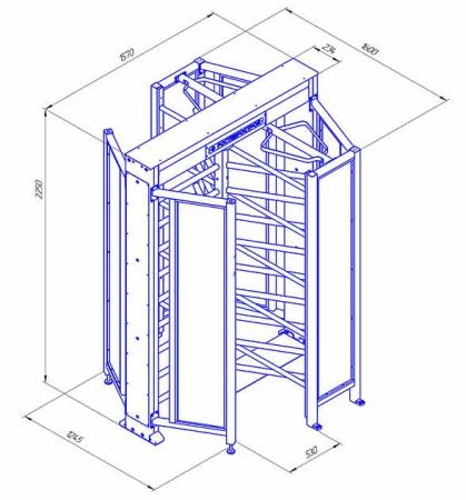 Турникет полноростовой Ростов-Дон ПР1С/3М2 НЕРЖ с ограждением из закаленного стекла
