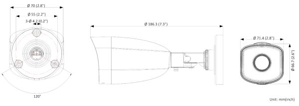 Уличная цилиндрическая IP-камера 2Мп HiWatch IPC-B020(B) с EXIR-подсветкой до 25 м