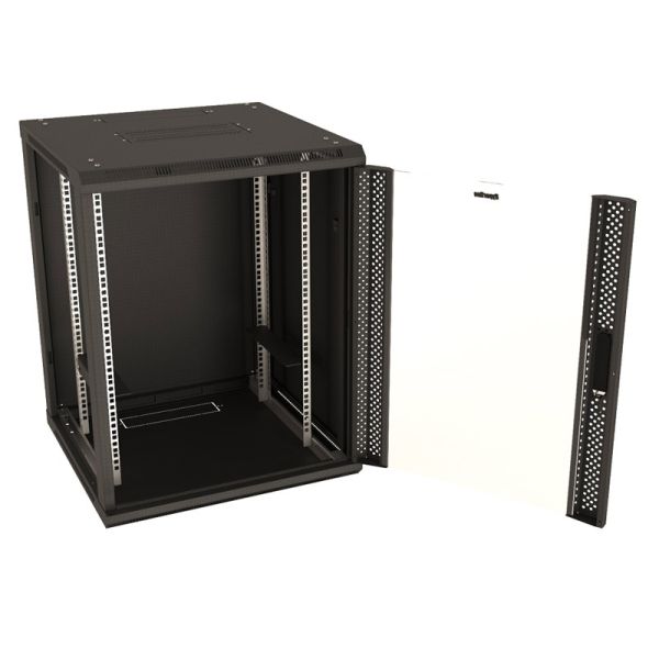 Шкаф настенный Hyperline TWB-1266-GP-RAL9004, 19", 12U