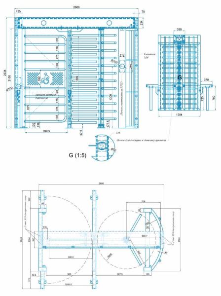 Полноростовой роторный турникет Блокпост Спектр СТ 4М с распашной калиткой