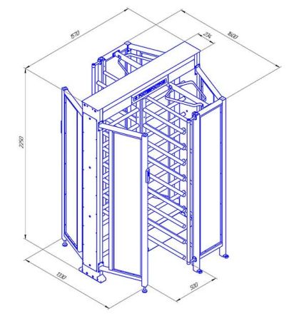 Турникет уличный полноростовой Ростов-Дон ПР1С/4М2 У с ограждением из закаленного стекла