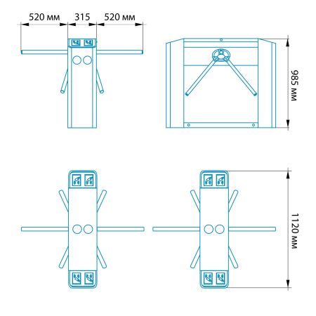 Тумбовый двухпроходной турникет-трипод Блокпост ТМБ 1200