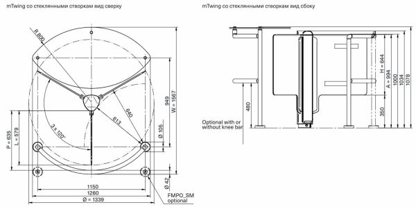 Роторный турникет Magnetic mTwing со стеклянными створками