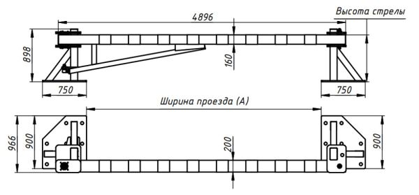 Противотаранный механический шлагбаум БУК ПТШ Р 5000Р.3С, распашной