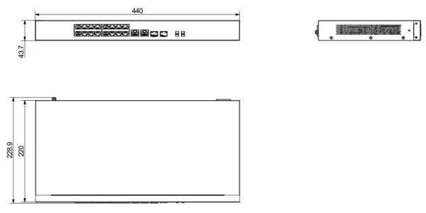 PoE-коммутатор 16-портовый Dahua DH-S3218-16ET-135, неуправляемый