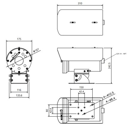 Взрывозащищенная сетевая IP-видеокамера 2Мп Wisenet TNO-6322ER с 32х оптическим зумом