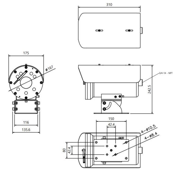 Взрывозащищенная сетевая IP-видеокамера 2Мп Wisenet TNO-6322ER с 32х оптическим зумом