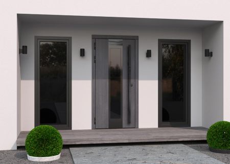 Электронный биометрический замок для двустворчатой двери Sanyo D701 USmart Go с видеонаблюдением, ручка-штанга