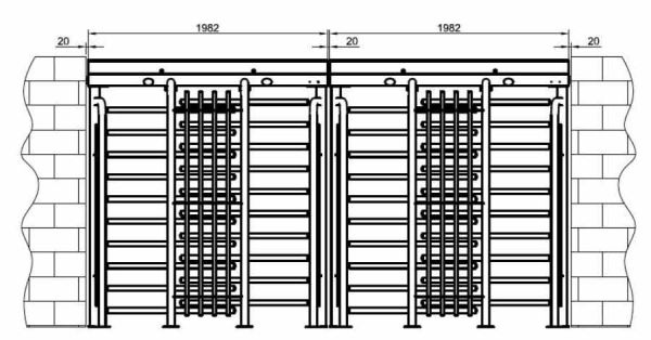 Турникет полноростовой двухпроходной Came Guardian BTX 400 (001PSGD4B), уличный из окрашенной стали
